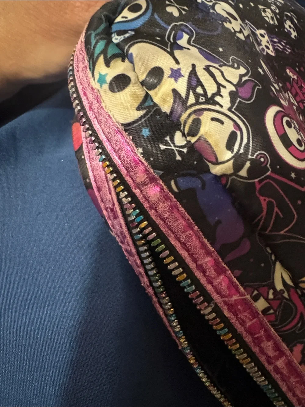 tokidoki Black Crossbody Bag Galactic Dreams with Pink Metallic Trim